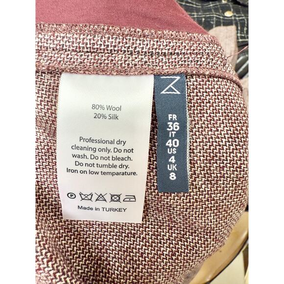 Zeynep Arcay Wool Blend Tapered Pleated Trouser Pants Brown Women's Size US 4 - Picture 4 of 4